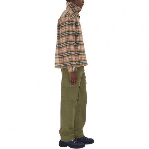 BURBERRY New Year's gift Burberry FW25 plaid wool lapel long-sleeved single-breasted cotton coat, men's beige S