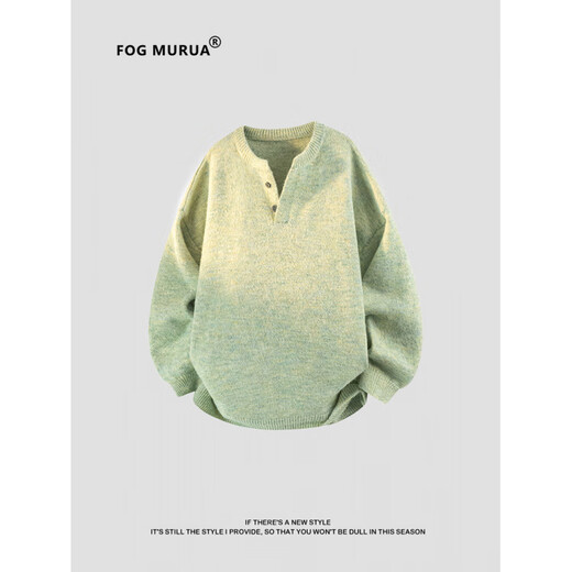 FOG MURUAFOG MUR circle yarn relaxed feeling Henry collar pullover sweater autumn and winter new knitted sweater for men and women JJ-0051 Green S