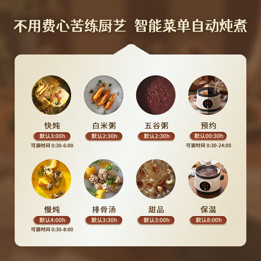 Chigo electric stew pot, steamer, electric cooking pot, stew pot, stew pot, casserole pot, stew and steaming, all-in-one food supplement pot, stew pot, soup cup, electric stew pot, electric casserole pot, soup pot, stew pot, 3.8L, purple clay model, reservation smart, no supervision 3.8L