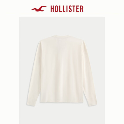 HOLLISTER25 new autumn and winter cotton LOGO Henry collar long-sleeved inner T-shirt men and women 324-5679 milk white M (180/100A)