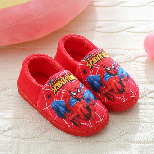 Children's cotton slippers with heel for big children in winter, cartoon non-slip and warm, children's home indoor boys and girls cotton slippers trendy (heel included) big red 12 32/33 foot length 20.5CM7-8 years old