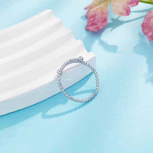 Laofu gold platinum solid solid mouth flashing laser bead ring (inside mother and lover's birthday Mid-Autumn Festival gift flashing laser bead ring (about 1.42g)