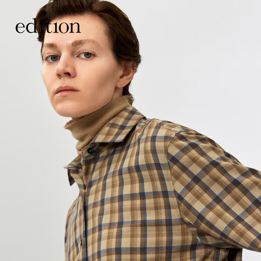 Edition Gao Yuanyuan's same style 2025 winter new elite wardrobe series retro plaid wool shirt khaki plaid S