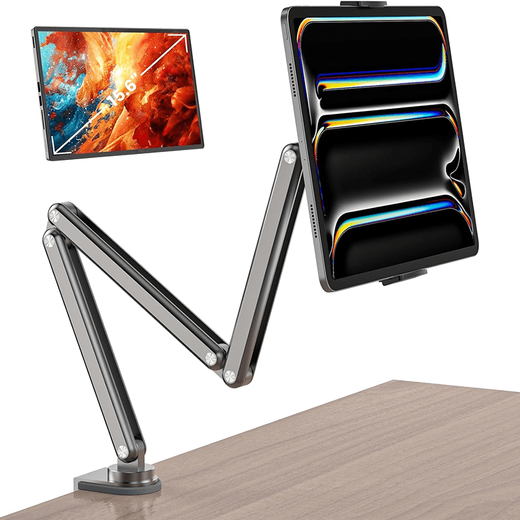 KUXIU cantilever bracket damping all-aluminum alloy mobile phone ipad tablet portable display screen bracket clip universal wall hanging cantilever bracket dark gray