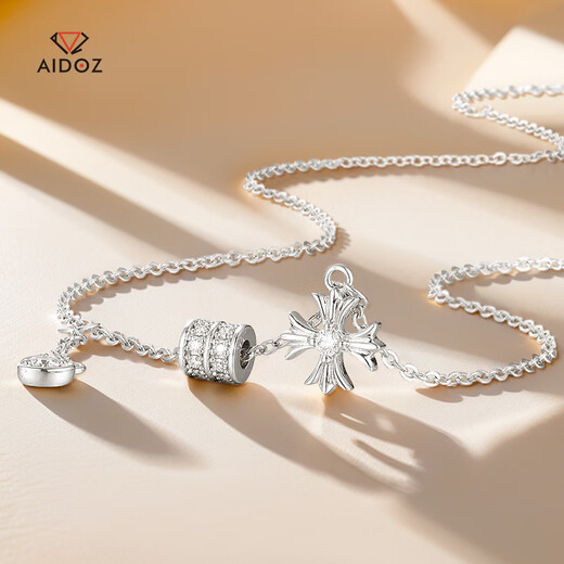 Aido diamond pt950 platinum small waist moissanite necklace for women platinum tassel love set chain cross pendant platinum small waist moissanite diamond necklace