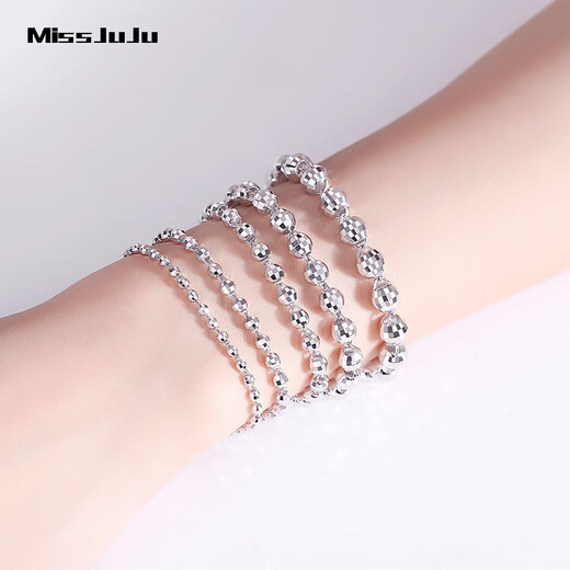 Miss JuJu pt950 platinum bracelet for women, platinum classic versatile transfer bead bracelet, weight 4.37g, length 17+2cm, thickness about 3mm
