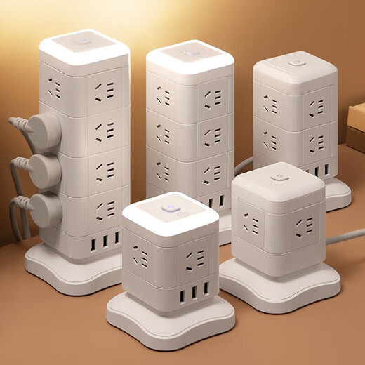 Vertical socket office multi-functional USB plug-in strip household plug-in board Rubik's Cube Bull 1 layer u4 socket + 3 usb 0.8 meters