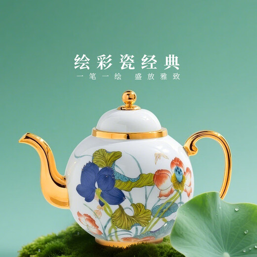 Yongfengyuan (auratic) Happy Heming 6-head/10-head ceramic tea set gift teapot tea cup high-end gift box 6 heads 2 people