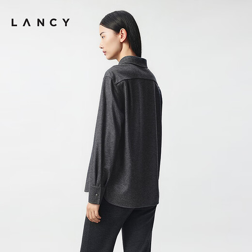 Langzi/LANCY Song Jia's same style 2025 winter new simple wool shirt women's high-end commuter top dark gray 2 M
