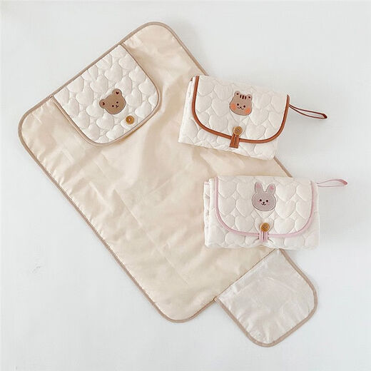 Jingmengyuan ins baby portable leak-proof diaper pad foldable diaper multi-functional waterproof diaper changing bear portable diaper pad 50*70