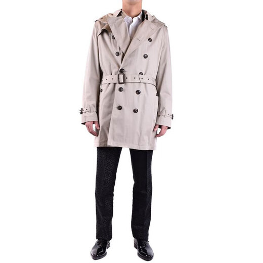 BURBERRY solid color double-breasted mid-length long-sleeved windbreaker for men Gray Gray L