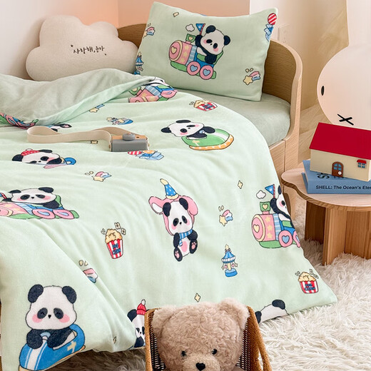 Casarotti Class A milk velvet toddler quilt multi-functional children's blanket type removable quilt cover soy quilt core kindergarten quilt Panda Paradise 100*120 quilt cover + 1.2 Jin Jin equals 0.5 kg soy quilt core
