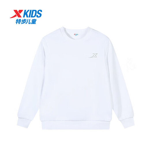Xtep children's sweatshirt 2025 winter velvet warm long-sleeved tops for boys and girls outdoor casual style bottoming shirt pearl white velvet style 160 cm