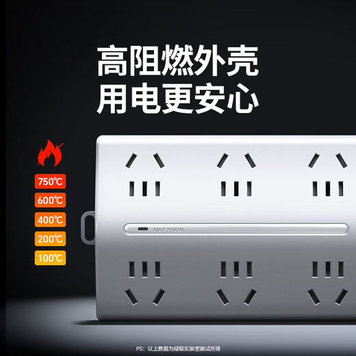 绿联插排新国标过载保护插座/插线板/梯形排插/接线板桌面电脑拖线板客厅厨房火锅电插板6位总控3米