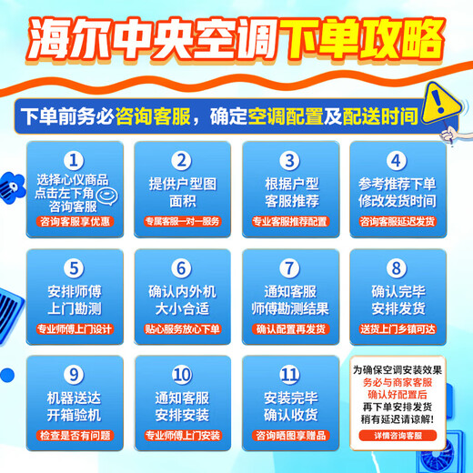 Haier central air conditioner Yunshu Pro+ is clean and energy-saving. One-to-four household multi-split one-to-five duct machine. One-to-six full DC variable frequency formaldehyde removal. Whole house purification. 15% off when placing an order. 6 HP. First-class energy efficiency. New product Yunshu Pro+. One-to-five fast and long-lasting formaldehyde removal.