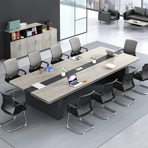 Conference table desk long table simple rectangular modern office furniture large conference room negotiation table and chair combination conference table thickened 2.4 meters