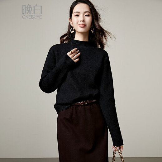 Late White Off Size Clearance 2025 Winter Fashion Casual Sweater Solid Color High Elastic Wool Velvet Sweater Women Black S