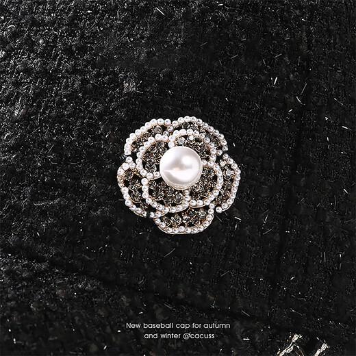 CACUSS Special Autumn and Winter Small Fragrance Style Baseball Cap for Women Elegant and Fashionable Versatile Cap Casual and Versatile Showing Face BQ230737 Black M(57-59cm