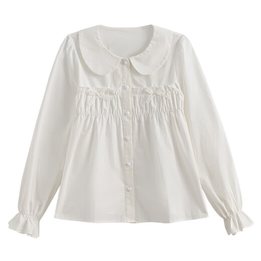 Mori Girl Tribal College Style Doll Collar Long Sleeve Shirt Women 2025 New Autumn and Winter Pure Cotton Design Loose Top White Shirt S Model Code