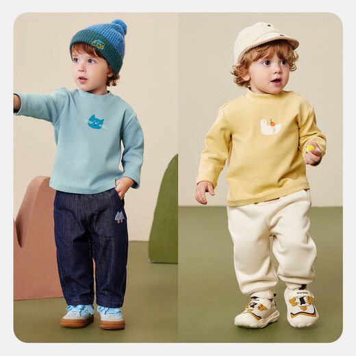 Minibala baby boys and girls long-sleeved T-shirt 2025 winter joint half turtleneck bottoming shirt