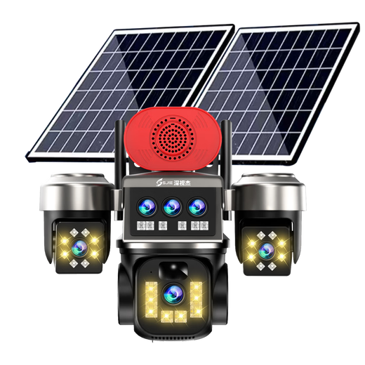 Shenshijie Solar Monitor Camera Lifetime Free Recharge Home 360 ​​Degree Panorama No Blind Angle Outdoor Outdoor Waterproof No Electricity No Network Mobile Phone Remote No Plug-in No No WiFi Recharge Free True Three Lens Three Rotation Remote Monitoring Day and Night High Definition Full Color Solar Energy