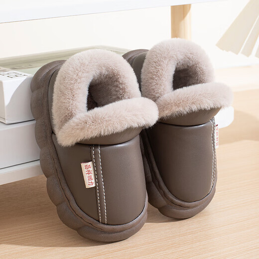 New autumn and winter cotton slippers for boys and girls, thick-soled, non-slip, indoor home, winter plus velvet, warm cotton slippers, triangle T-pink upgraded version 12 32/33 inner length 20CM