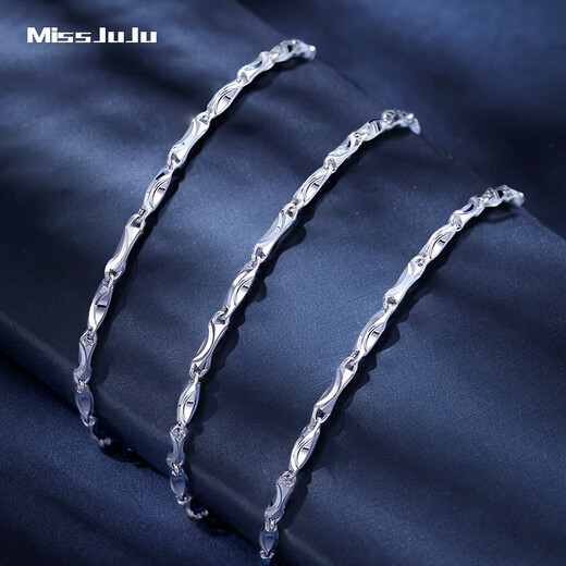 Miss JuJu pt950 platinum necklace women's platinum ingot chain sturdy and versatile pendant solid plain chain weight 3.4-3.6g length 41cm thick about 1.0mmM buckle