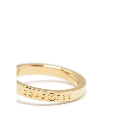 MM6 Maison Margiela women's ring, simple, fashionable and personalized, exquisite brass polishing, digital engraved signature number, yellow 3