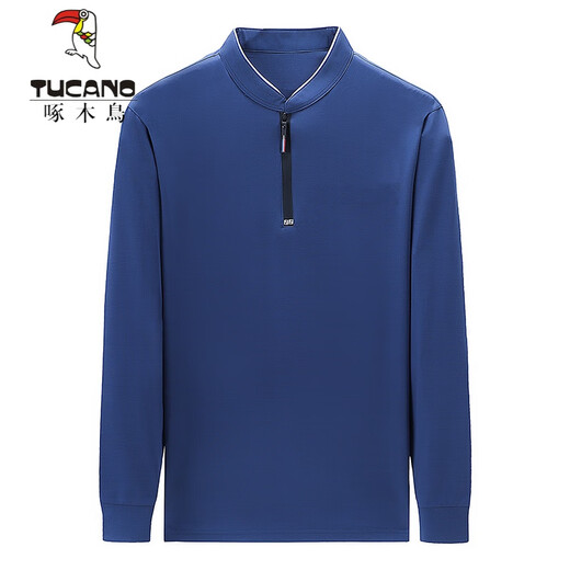 Woodpecker (TUCANO) Spring and Autumn Men's Long Sleeve Thin Sweater Half Zipper Stand Collar Large Size T-shirt Mercerized Cotton Knitted Top Trend QPD-6623 Haqing [Spring and Autumn] Thin S 165/80A Recommended 95-110Jin [Jin equals 0.5 kg]