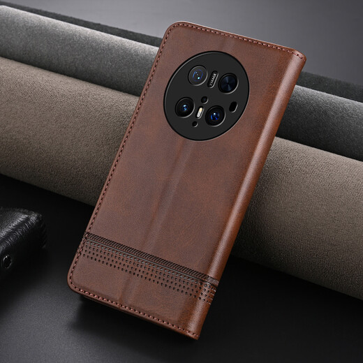 Jioxiang Magnetic Flip Cowgrain Leather Case Suitable for Huawei Mate70Pro+ Mobile Phone Case Business All-inclusive Anti-fall Brown Huawei Mate70Pro+