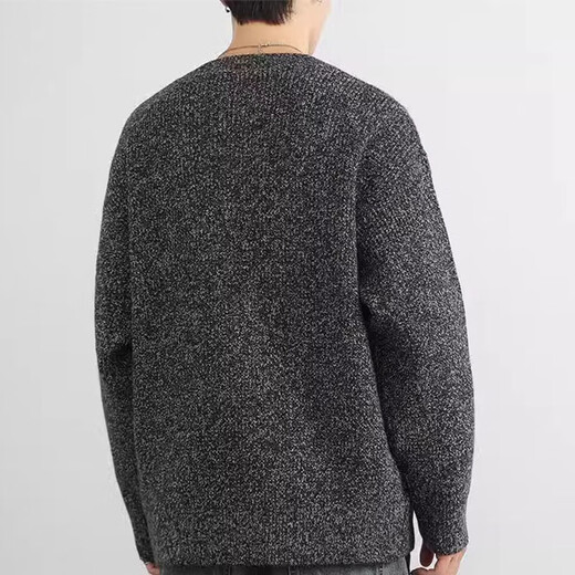 PLAYBOY Sweater Men's Autumn and Winter Casual Loose Warm Henley Collar Pullover Sweater Outdoor Top Dark Gray 2XL