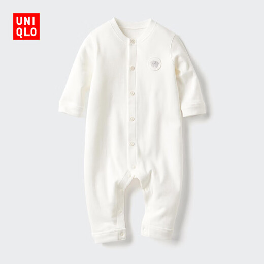 优衣库婴幼儿宝宝爬爬服/长袖婴儿衣服连体衣25秋冬新款478345 00 白色 60cm
