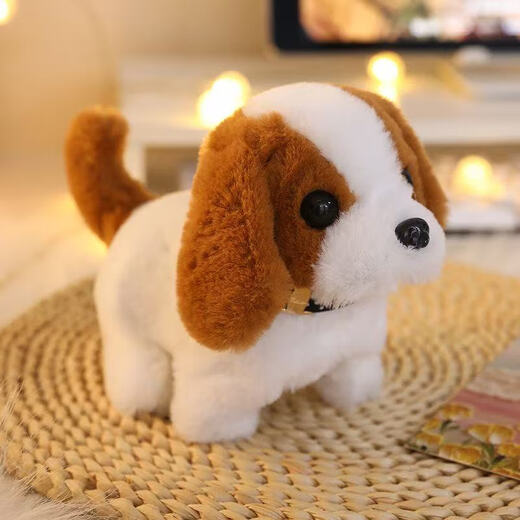 Honey Joy – chien jouet en peluche simulé pour enfants, peut marcher et aboyer, chiot électrique, chien de compagnie, Saint-Bernard marron