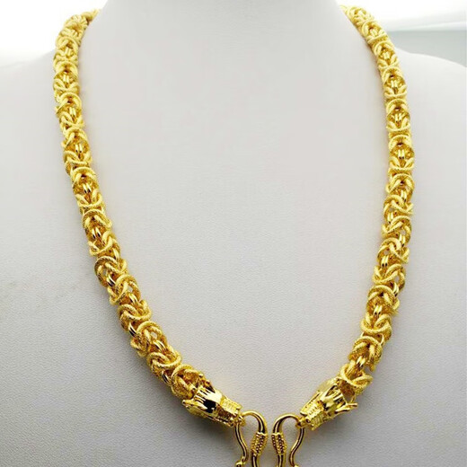 Reza Old Phoenix 999 Bengal red gold sand gold jewelry copper gold-plated necklace male domineering social man gold necklace internet celebrity Thai chain - 10 mm wide - 60 cm long