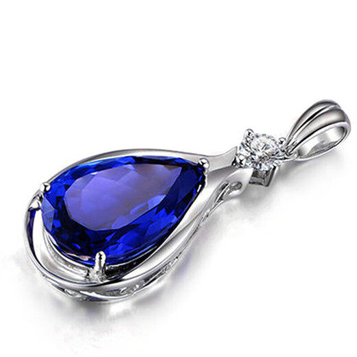 Sapphire Korean version 13 carat 5A grade tanzanite pendant plated with white 18K gold pendant set with blue | gem + cross chain set price