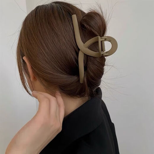 Frosted texture shark clip new style grab clip advanced back head plate hair clip hair clip hair accessory frosted coffee color 11CM