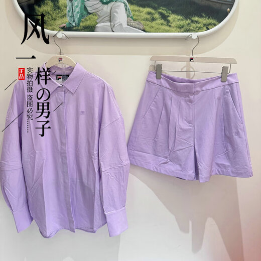 FILA women's 2025 new summer woven long-sleeved shirt shorts-F11W523408/523803 top F11W523408FLB S 160