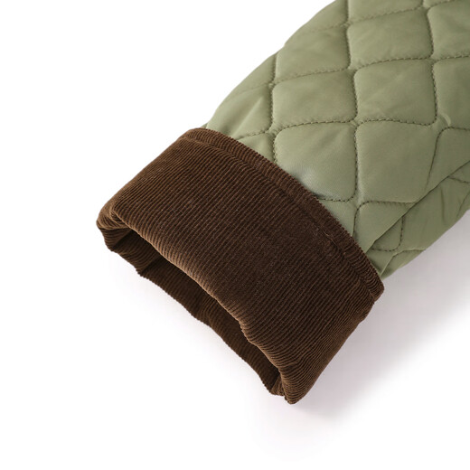 ELLE KIDS Retro Bath Style Girls Winter Cotton Jacket Contrast Color Lapel Front Shoulder Retro Fashionable Quilted Cotton Jacket