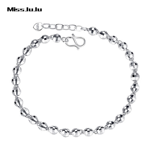 Miss JuJu pt950 platinum bracelet for women, platinum classic versatile transfer bead bracelet, weight 4.37g, length 17+2cm, thickness about 3mm