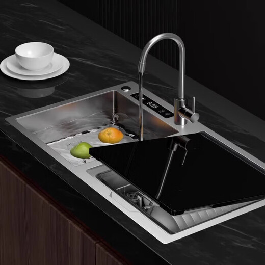 Dishwasher for 8-10 people, large capacity, double spray, small household smart fully automatic desktop embedded hot air drying, active oxygen sterilization and disinfection K10 right machine with ultrasonic