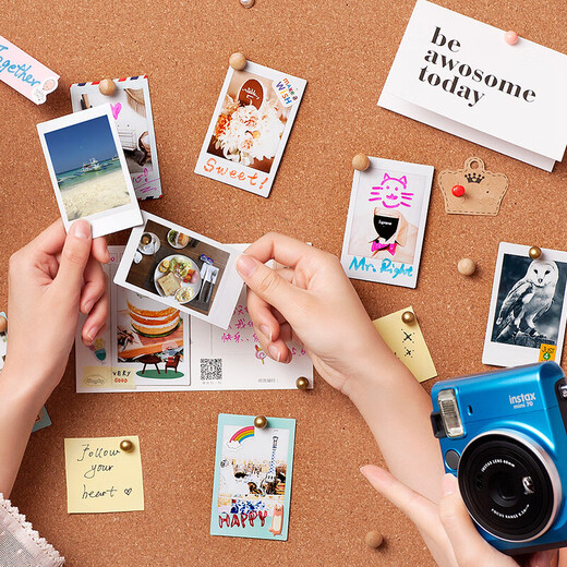 Fuji (FUJIFILM) instax instant camera 3-inch mini photo paper film roll 3-inch sky blue + photo album + storage box + refrigerator magnet official standard configuration