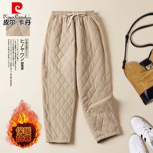 Pierre Cardin Northeast Minus 40 Degree Cotton Pants Women's Outer Wear 2025 Autumn and Winter New Pants Mom Loose Straight Down Pants Navy Blue L 105-120Jin Jin equals 0.5 kg