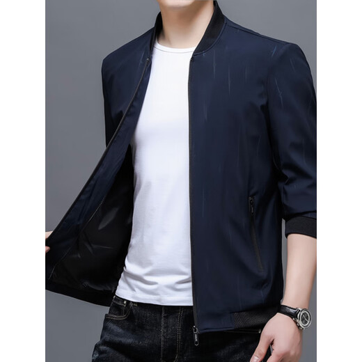 AX Armani light dark pattern jacket men's civil servant business casual jacket baseball collar jacket trendy navy M 170 80-115Jin Jin equals 0.5 kg