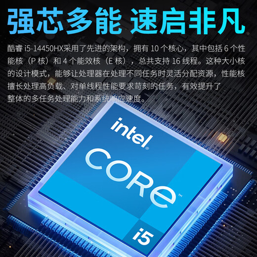 Five Color Fish 14th generation Core i5-14450HX 16G 512G solid state 4G independent display office commercial home gaming desktop computer desktop host complete set 23.8 inches