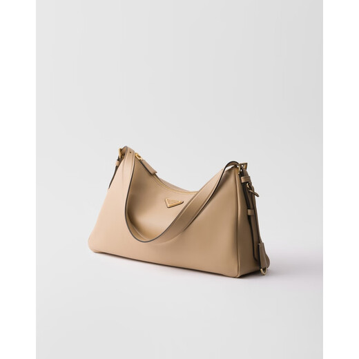 PRADA Women's Sand Calf Leather Zippered Large Shoulder Bag 1BC228_2CYS_F02YP_V_LVM 23x39x12cm