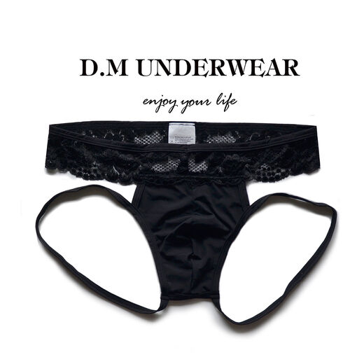 DM Men's Underwear Lace Underwear Thong Sexy Low Waist Mesh Breathable Sexy Temptation Double Dingxia White M Weight 100-115Jin Jin is equal to 0.5 kg