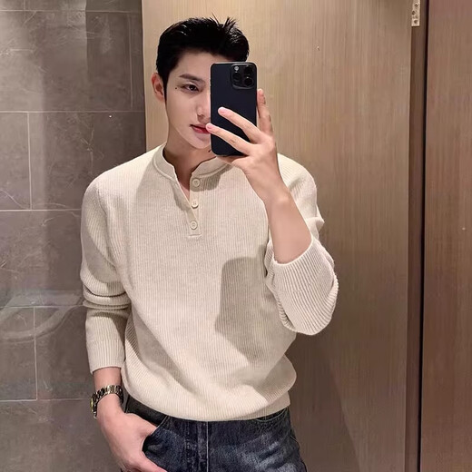 KAZUKI KURAISHI Kazuki Kuraishi business high-end stand-up collar sweater for men 2025 autumn new casual bottoming sweater gray M