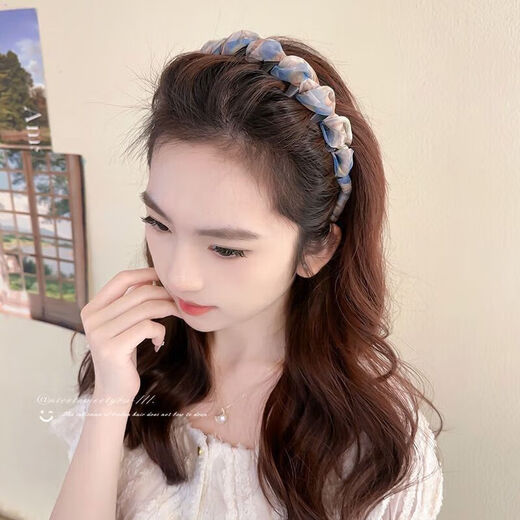 Retro sweet wavy high skull headband for women 2025 new high-end face wash hair accessory temperament headband non-slip hairpin 2 beige and pink headband