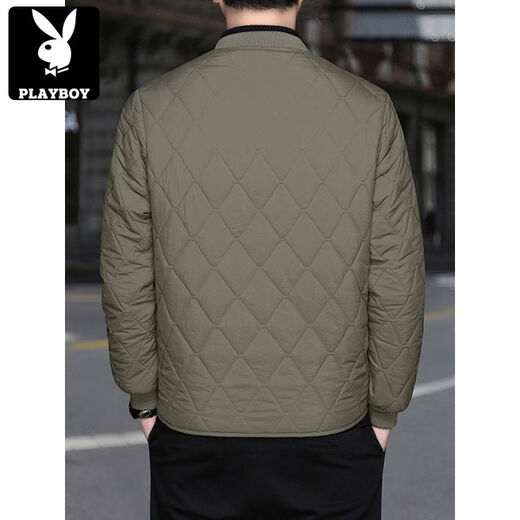 Playboy (PLAYBOY) trendy brand men's velvet thickened lining cotton-padded jacket and cotton-padded jacket to wear as a base layer to keep warm and comfortable, black zipper style XL recommended 118-138Jin Jin equals 0.5 kg