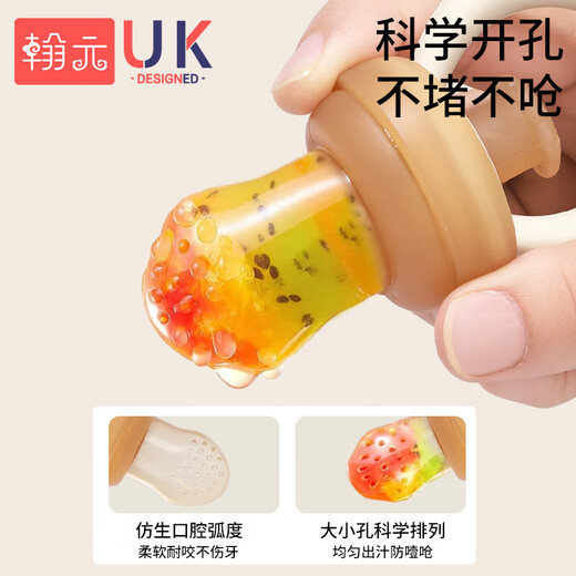 Hanyuan Chewle Baby Fruit and Non-staple Food Utensil, Fruit and Vegetable Puree Bite Bag, Pacifier, Baby Chew Toy, Teething Stick, Chewle L Style (7 Months+) comes with a free anti-drop chain, 1 pack